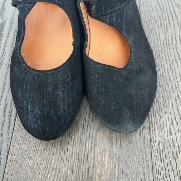 Think! Mary Jane Shoes Women Size 40/10 Black & Blue Suede Round Toe Slip On - Picture 6 of 9